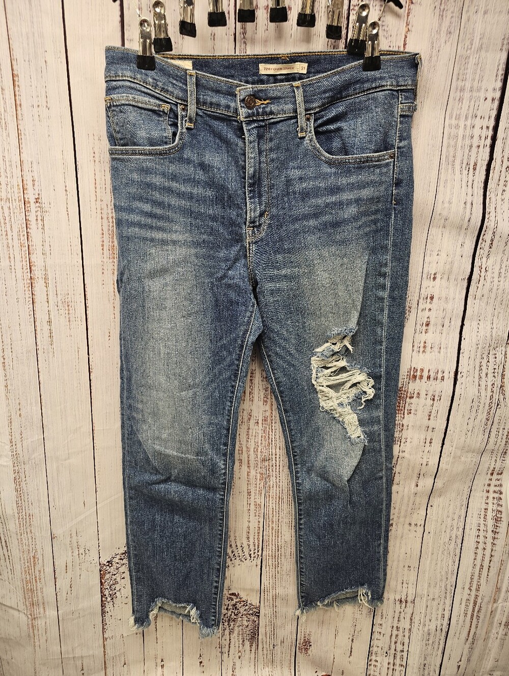 Premium Levi's 724 High Rise Straight Distressed Jeans Women's Size 31